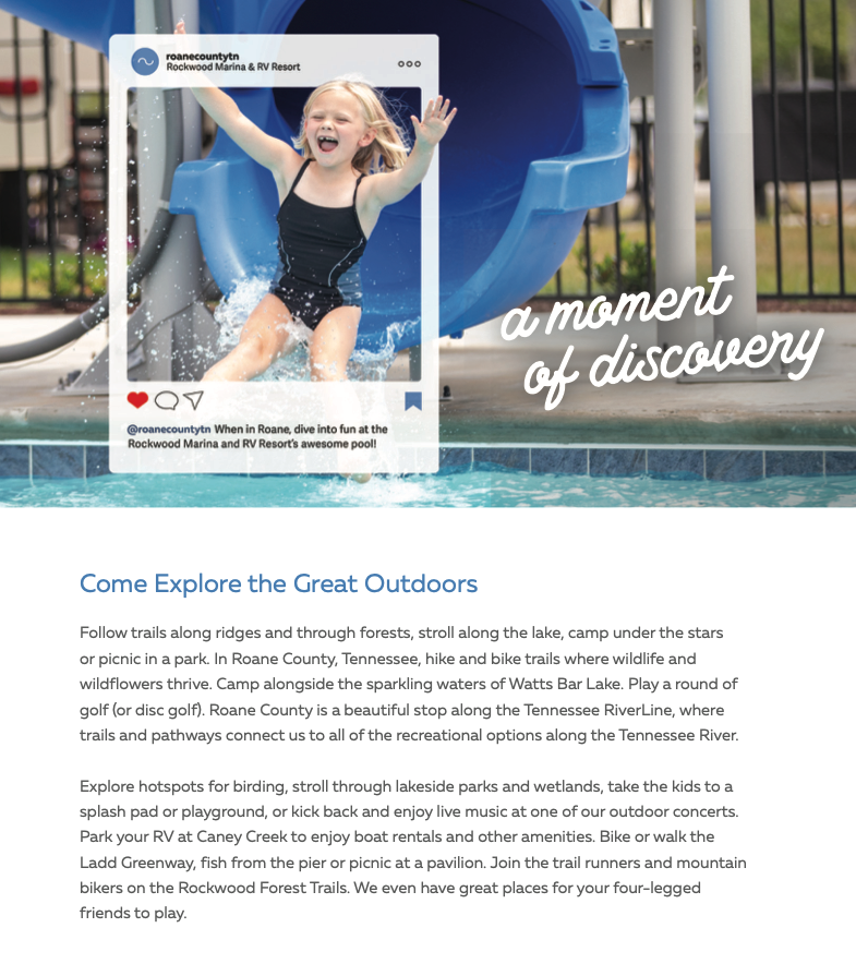 A child enjoying the pool at Rockwood Marina & RV Resort — a moment of discovery in Roane County